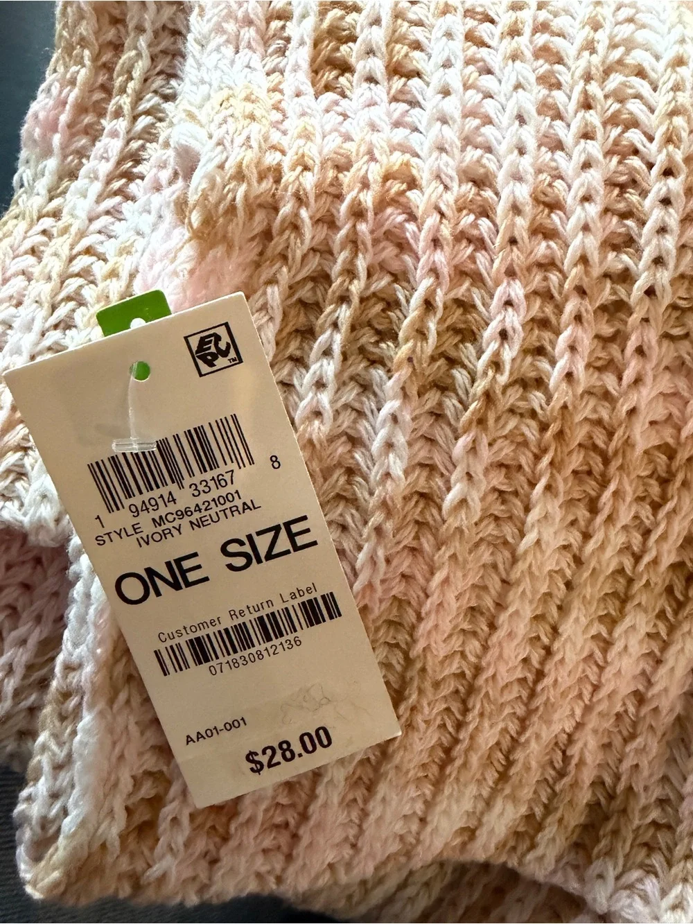 Style & Co. Multicolor Knit Infinity Scarf - Cream, Light Pink, Tan